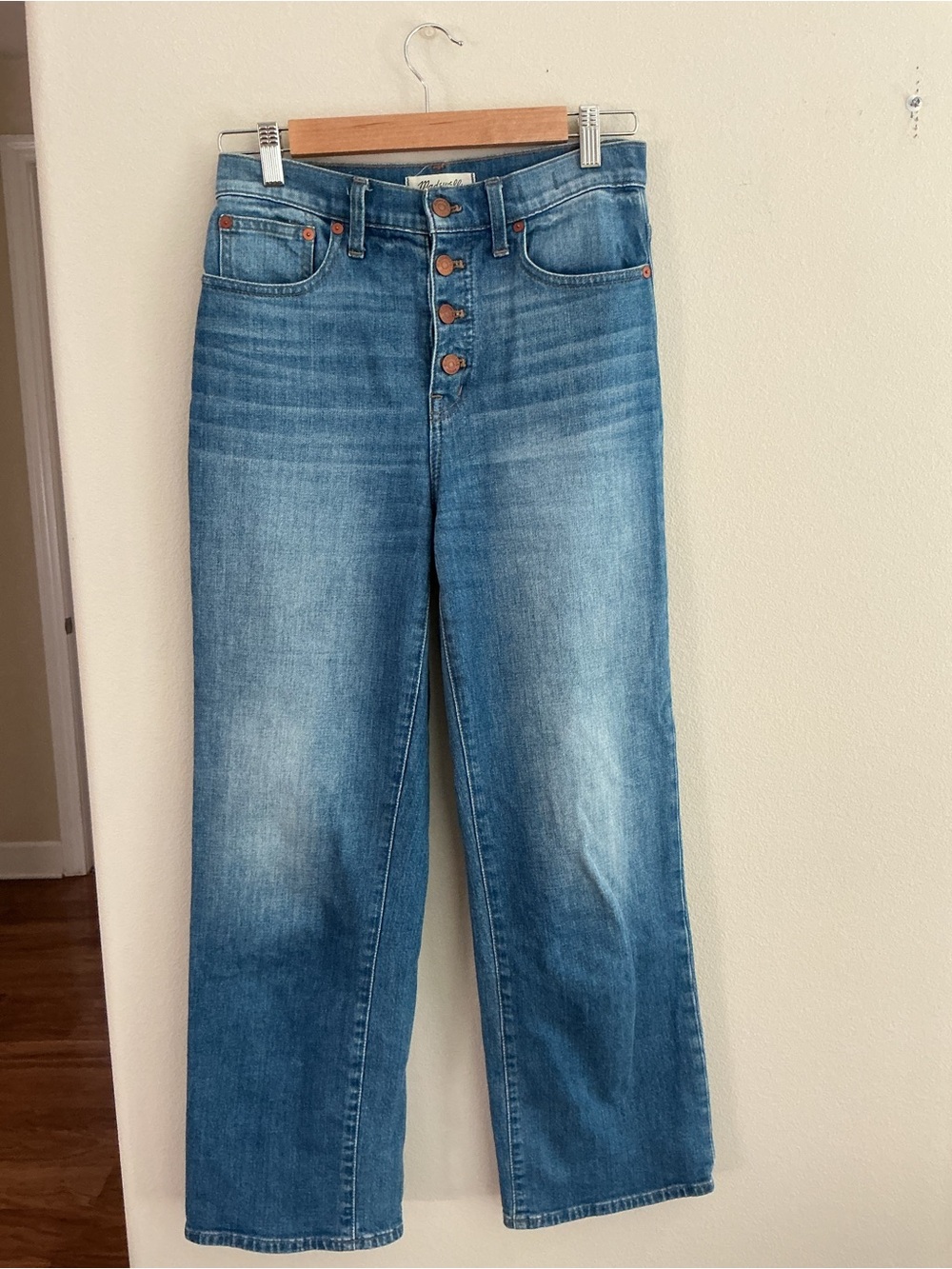 Madewell Slim Wide Leg Crop Blue High-Rise Jeans 26 Tall